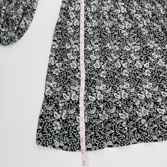 Banana Republic Womens Dress Size 4 Tall Black Floral Keyhole Long Sleeve Mini - Picture 10 of 11